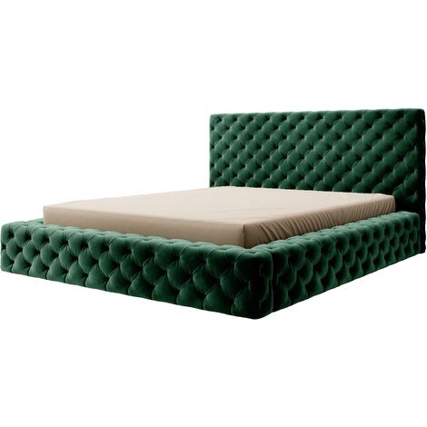 Lit coffre Prince prestige – Élégance du tissu capitonné-Vert forêt-180x200 (1/5)