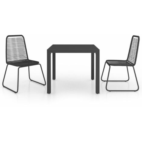 Salon de jardin 3 pcs Rotin PVC Noir 3 (1/5)
