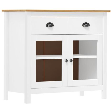 Buffet Hill Range Blanc 90x40x80 Bois de pin solide 2 (1/4)