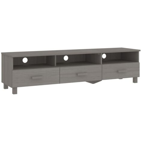 Meuble TV HAMAR Gris clair 158x40x40 Bois massif de pin (1/5)