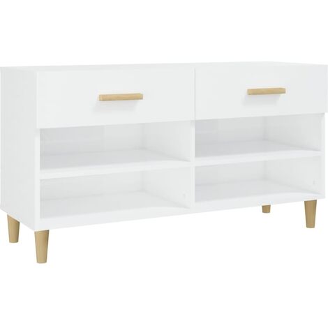 Armoire à chaussure Blanc brillant 102x35x55 Bois ingénierie (1/5)