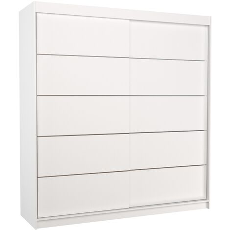 Les Tendances – Armoire adulte VONA 200 cm – 2 portes coulissantes – Largeur 200 cm – Hauteur 215 cm – Design contemporain blanc