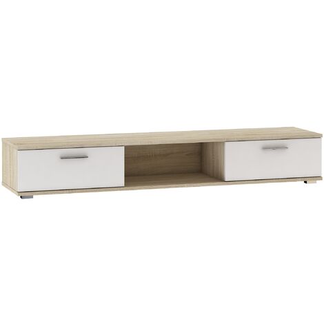 Meuble TV bois Sonoma et blanc mat Flexa 176cm (1/4)