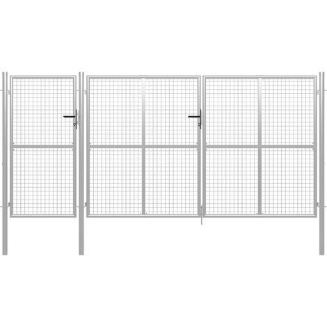 Portail de jardin Acier 400 x 150 cm Argenté (1/5)