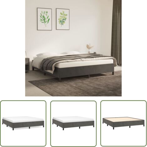 Lit Gris foncé 160x200 Velours (1/5)