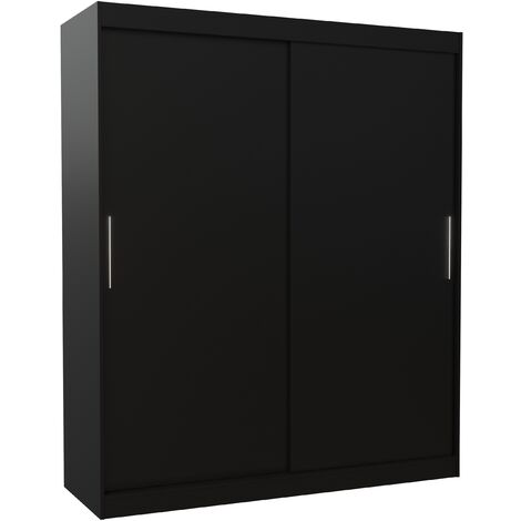 Armoire de chambre à coucher noir 2 portes coulissantes Kelly 180cm (1/5)