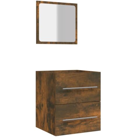 Armoire de salle de bain avec miroir Chêne fumé 41x38,5x48 (1/5)