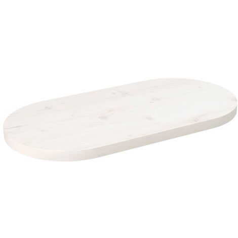 Dessus de table blanc 80x40x2,5 bois de pin massif ovale (1/5)