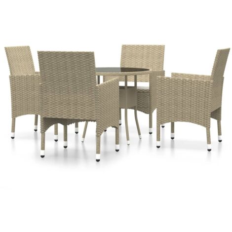 Ensemble de salle à manger de jardin 5 pcs Résine tressée Beige (1/5)