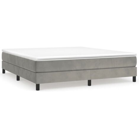 Lit à sommier tapissier et matelas Gris clair 180x200 Velours (1/5)