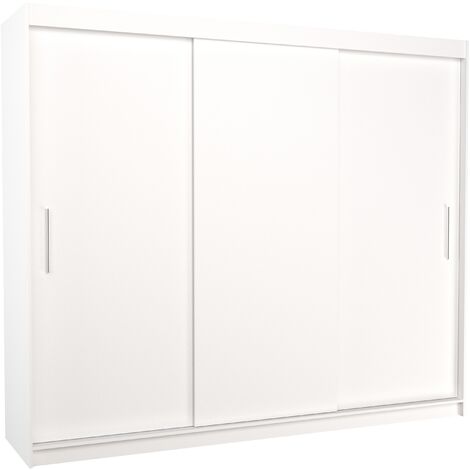 Les Tendances – Armoire de chambre 3 portes coulissantes blanches 250cm – Bois mélaminé mat – Intérieur avec étagères réglables – Fabrication européenne (1/5)