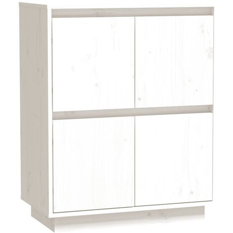 Buffet Blanc 60x34x75 Bois massif de pin 4 (1/5)
