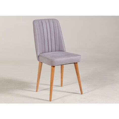 Chaise de salle à manger tissu gris et bois de pin naturel Mareva (1/3)