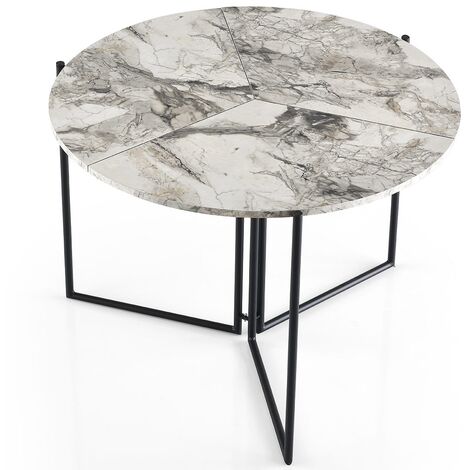 Cotecosy – Table ronde pliable 100cm – Bois MDF et métal – Pour 4 convives – Design compact et moderne – Idéale pour petits espaces (1/5)