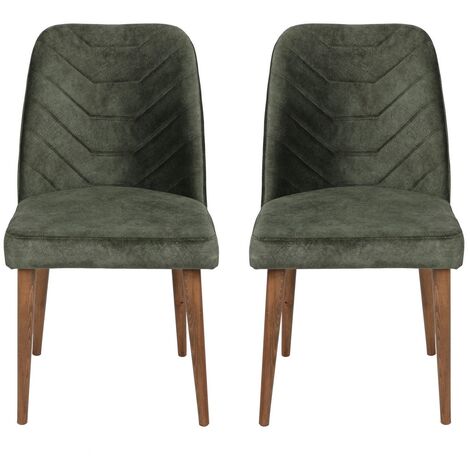 Cotecosy – Lot de 2 chaises de salle à manger en velours vert foncé – Structure en bois noir – Confort épais – Hauteur d'assise 42 cm (1/5)