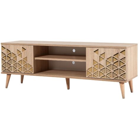 Meuble TV en bois clair avec niche Kiza 120 (1/5)