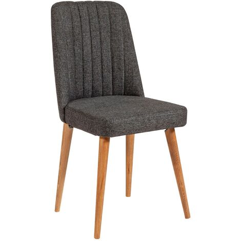 Chaise de salle à manger tissu anthracite et bois naturel Akira (1/4)