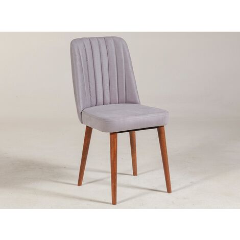 Chaise de salle à manger tissu gris et bois Noyer Mareva (1/3)