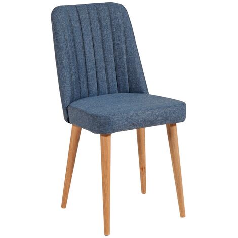 Chaise de salle à manger tissu bleu et bois naturel Akira (1/3)