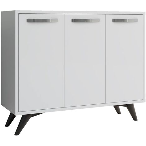 Petit buffet moderne blanc 3 portes Fabio 100cm (1/5)