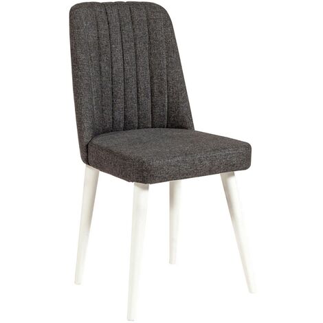 Chaise de salle à manger tissu anthracite et bois blanc Akira (1/4)