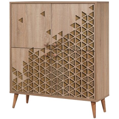 Meuble de rangement 4 portes bois clair Kiza 120 (1/5)
