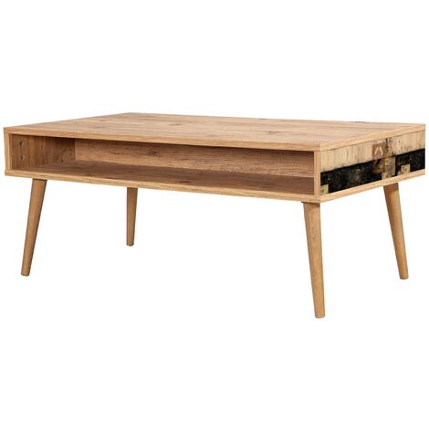 Table basse en bois clair originale avec niche Kiza 764 (1/3)
