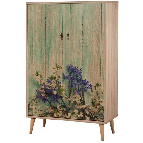 Commode haute 2 portes en bois clair Kiza 727 (1/5)