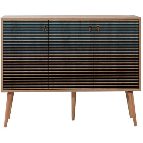 Buffet 3 portes en bois clair et dégradé bleu Kiza 222 (1/5)