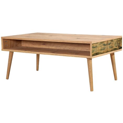 Table basse en bois clair originale avec niche Kiza 729 (1/3)
