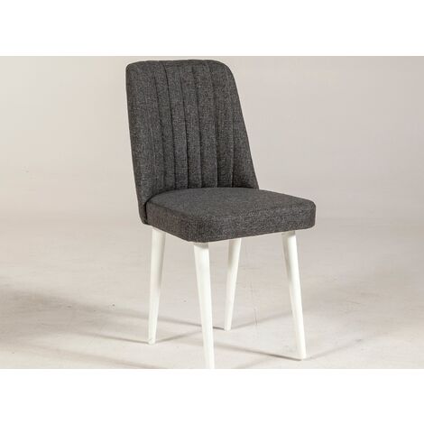 Chaise de salle à manger tissu anthracite et bois de pin blanc Mareva (1/3)