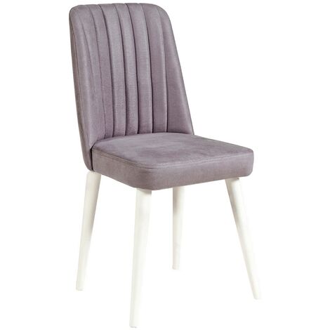 Chaise de salle à manger velours gris et bois blanc Akira (1/4)
