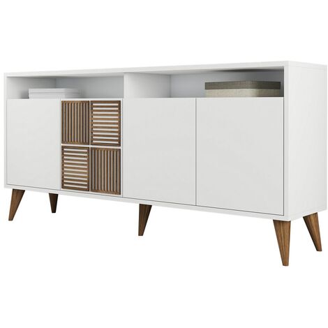 Buffet en bois blanc 4 portes Roma 160cm (1/5)