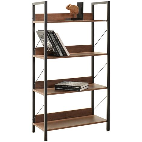 Pétaite étagère bibliothèque bois foncé et métal noir Biba 73cm (1/5)
