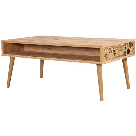 Table basse en bois clair originale avec niche Kiza 731 (1/3)