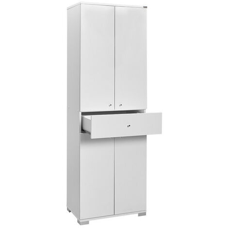 Armoire de rangement multifonctions blanche 4 portes 1 tiroir Lika 60cm (1/5)