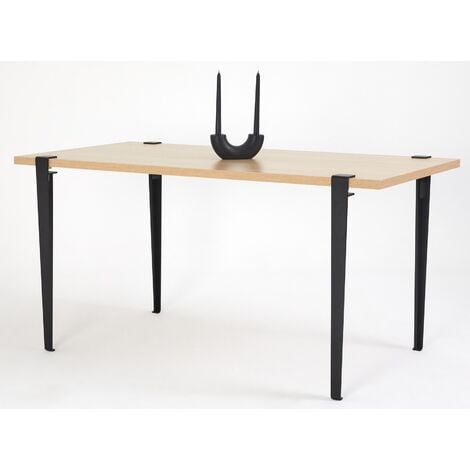 Petite table à manger bois clair et pieds acier noir Bazika 150 cm