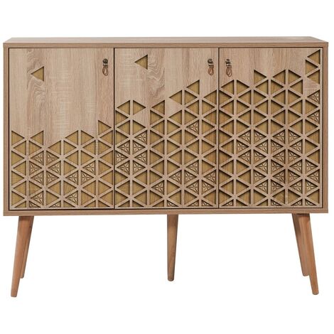 Commode 3 portes en bois clair Kiza 120 (1/5)