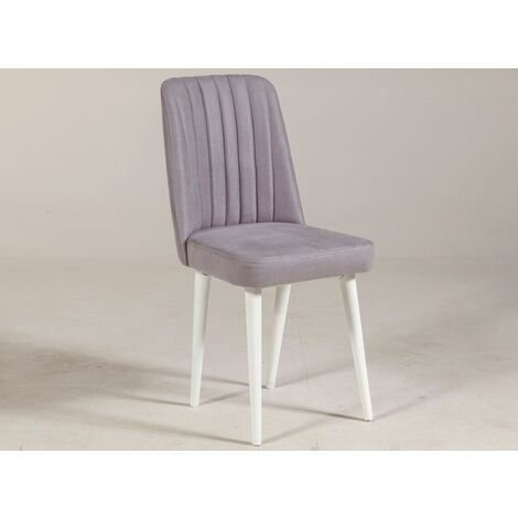 Chaise de salle à manger tissu gris et bois de pin blanc Mareva (1/3)