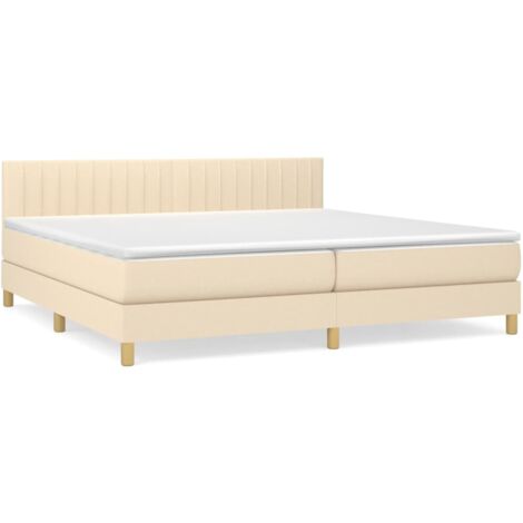 Lit à sommier tapissier avec matelas Crème 200x200 Tissu 7 (1/5)