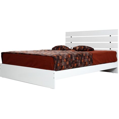 Lit adulte moderne bois blanc brillant Marka - 7 tailles-100x200 (1/5)