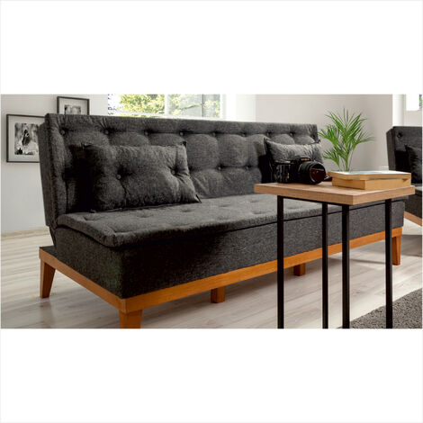 Canapé-lit Clic-clac 3 Places Mellow - 120x191 Cm, Revêtement PU Noir, Pieds Chromés - Idéal Studio & Couchage D'appoint