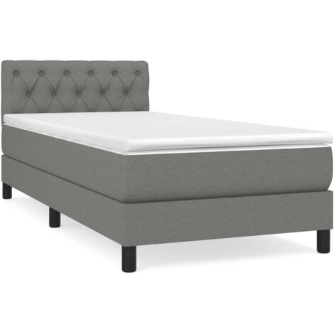 Lit à sommier tapissier avec matelas Gris foncé 80x200 Tissu 5 (1/5)