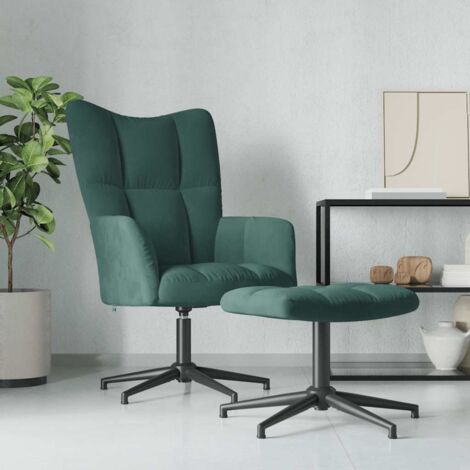 Furniture Limited - Chaise de relaxation avec tabouret Vert foncé (1/5)
