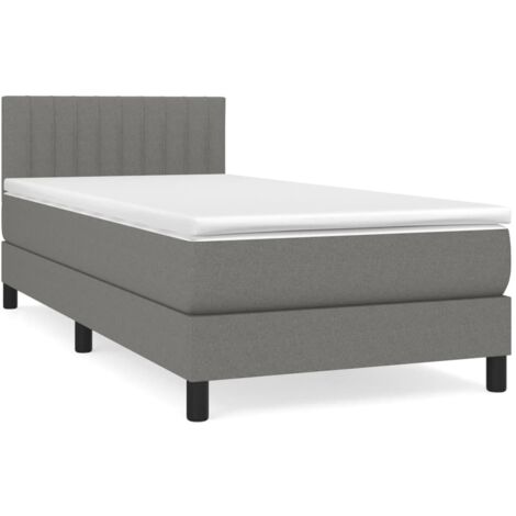 Lit à sommier tapissier avec matelas Gris foncé 80x200 Tissu 6 (1/5)