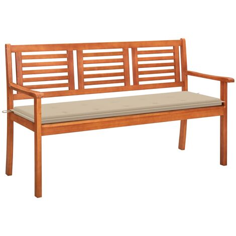 Banc de jardin 3 places avec coussin 150cm Bois d'eucalyptus (1/5)