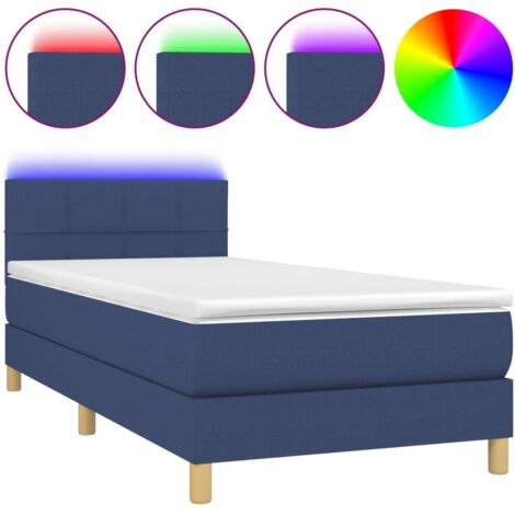 Lit à sommier tapissier avec matelas et LED Bleu 80x200 Tissu (1/5)