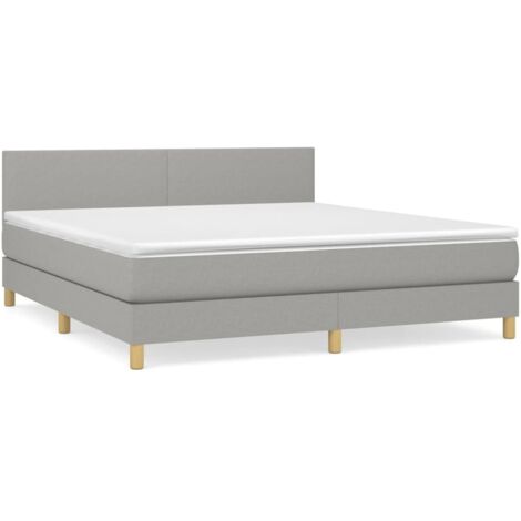 Lit à sommier tapissier avec matelas Gris clair 180x200 Tissu 5 (1/5)
