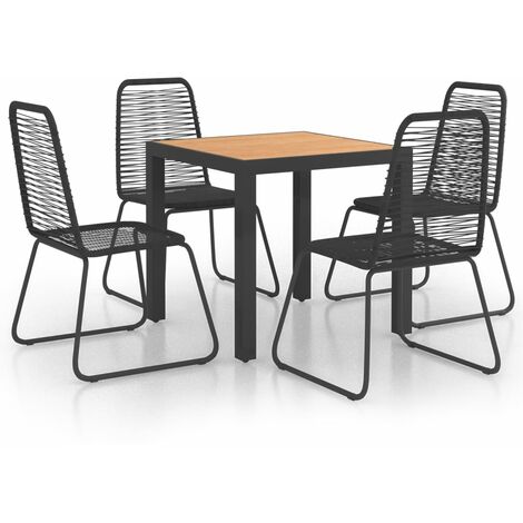 Salon de jardin 5 pcs Rotin PVC Noir et marron (1/5)