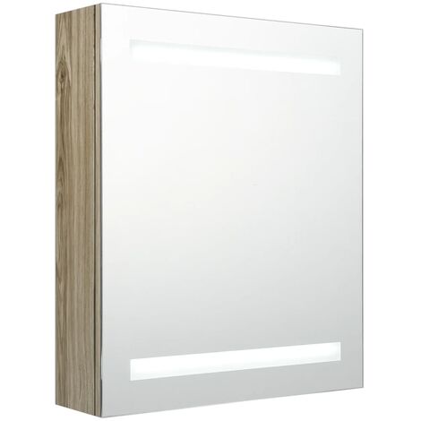 Armoire de salle de bain à miroir LED Chêne 50x14x60 (1/5)